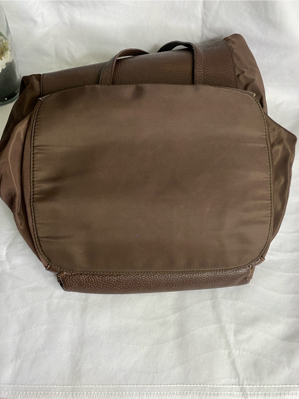 Prada Brown Pebbled Leather Drawstring Backpack - Picture 9 of 13